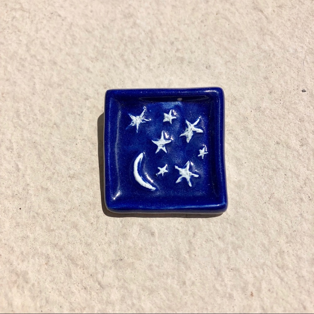 Blue ceramic moon and star pin⭐️💙🌜